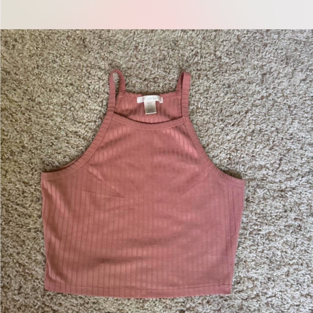 Garage Pink Ribbed Crop Tank Top